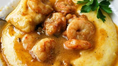 Shrimp & Grits with BBQ Bruere Blanc Sauce